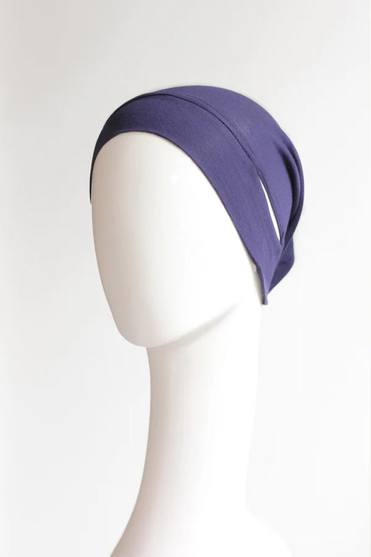 Malaysian Ear-Hole Hijab Cap – Breathable Jersey Undercap with Ear Openings - Navy Blue