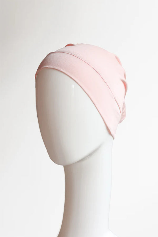 Malaysian Ear-Hole Hijab Cap – Breathable Jersey Undercap with Ear Openings - Pastel Pink