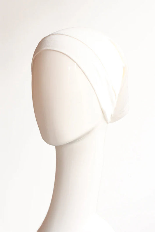 Malaysian Ear-Hole Hijab Cap – Breathable Jersey Undercap with Ear Openings - White