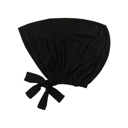 Malaysian Tie-Back Hijab Cap – Breathable Jersey Undercap - Black