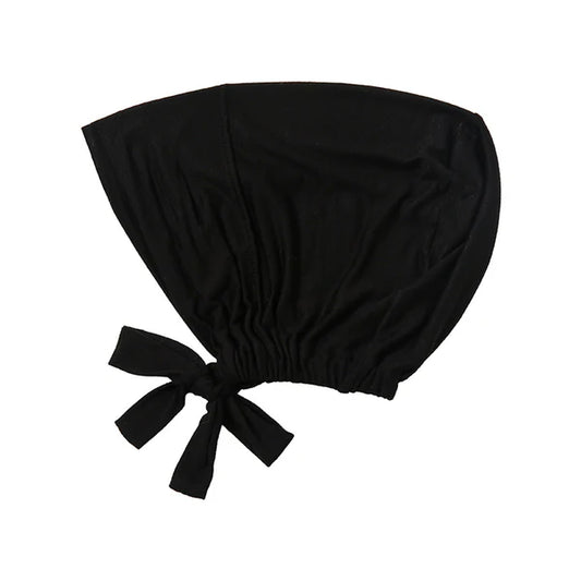 Malaysian Tie-Back Hijab Cap – Breathable Jersey Undercap - Black