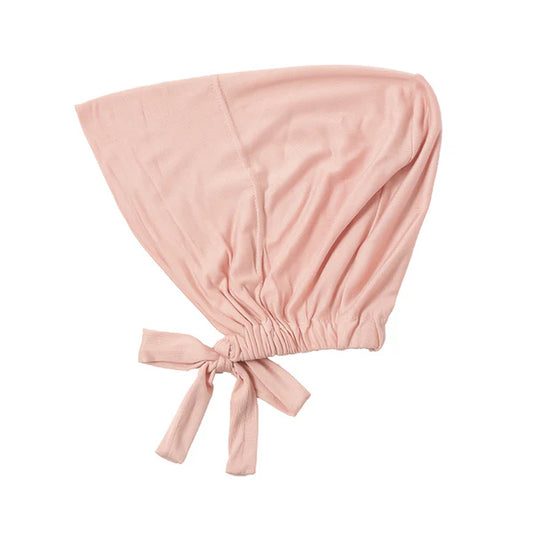 Malaysian Tie-Back Hijab Cap – Breathable Jersey Undercap - Pastel Pink