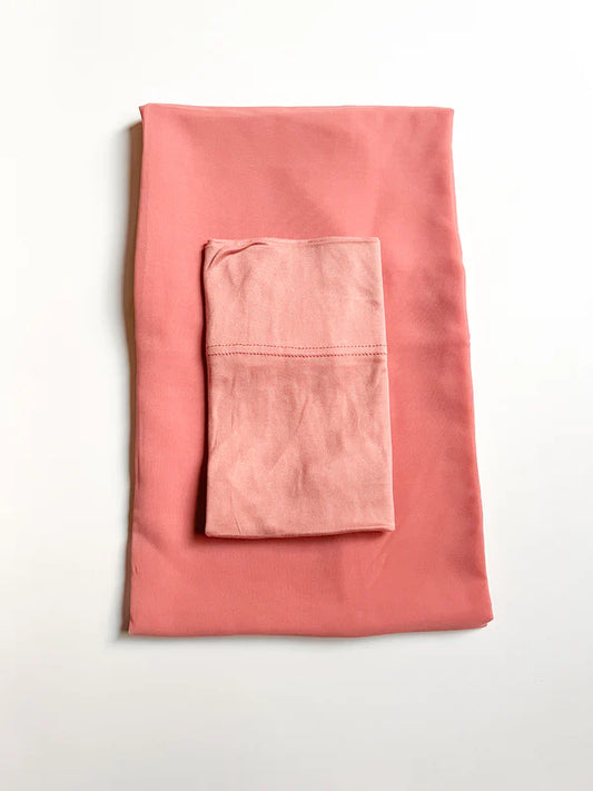 Matching Georgette Hijab & Cap Set – Chiffon Scarf with Bamboo Jersey Undercap - Ballerina Pink