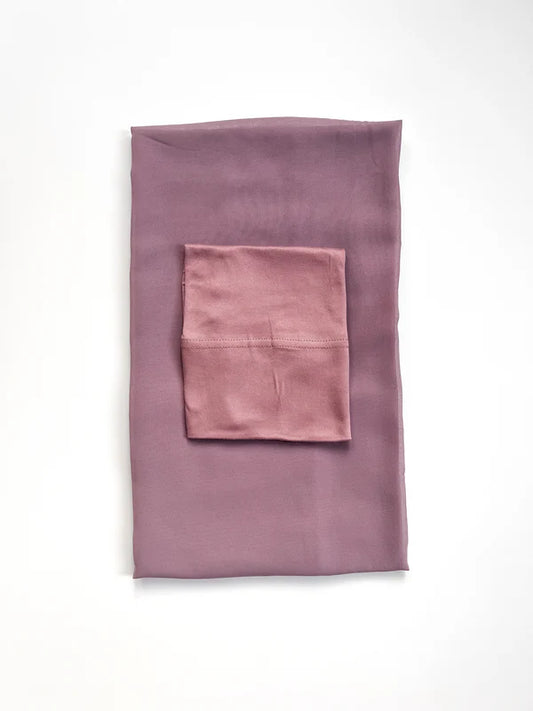 Matching Georgette Hijab & Cap Set – Chiffon Scarf with Bamboo Jersey Undercap - Dusty Purple