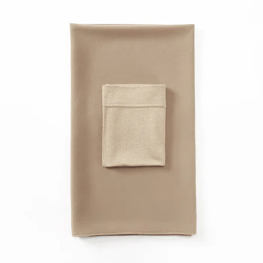 Matching Georgette Hijab & Cap Set – Chiffon Scarf with Bamboo Jersey Undercap - Khaki Beige