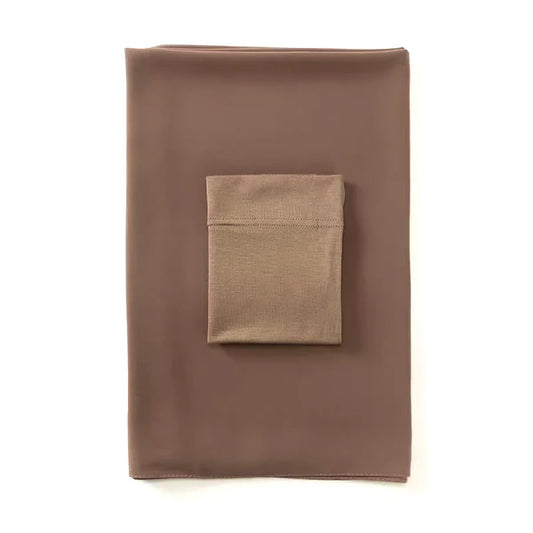 Matching Georgette Hijab & Cap Set – Chiffon Scarf with Bamboo Jersey Undercap - Mocha