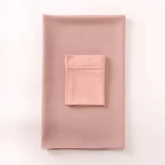 Matching Georgette Hijab & Cap Set – Chiffon Scarf with Bamboo Jersey Undercap - Muted Peach