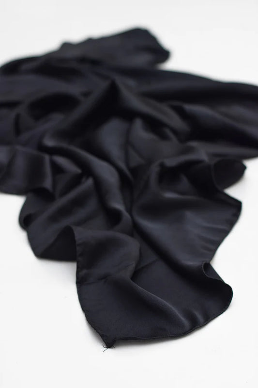 Luxury Modal Satin Hijab – Matte Satin Silk - Black