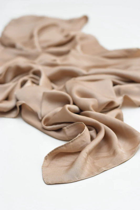 Luxury Modal Satin Hijab – Matte Satin Silk - Muted Gold