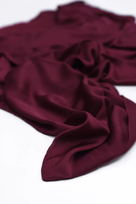 Luxury Modal Satin Hijab – Matte Satin Silk - Real Maroon