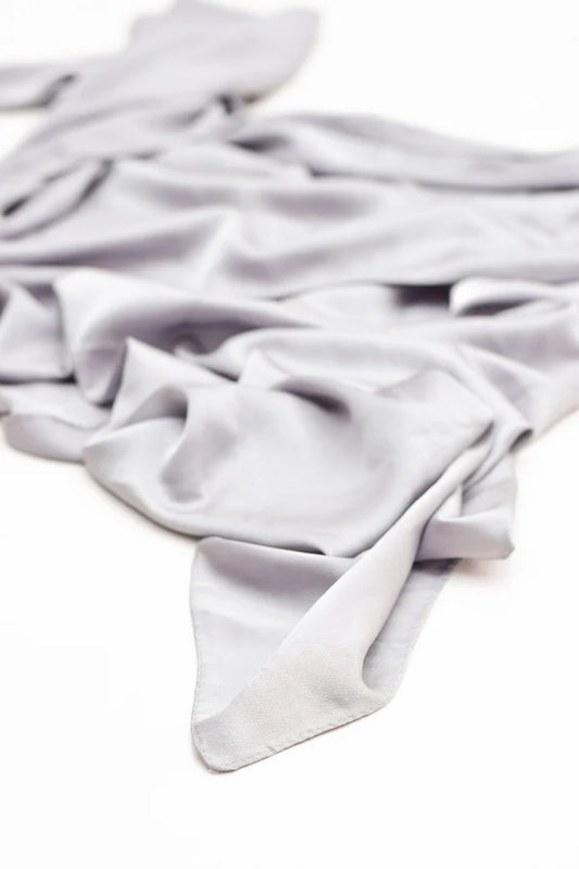 Luxury Modal Satin Hijab – Matte Satin Silk - Silver
