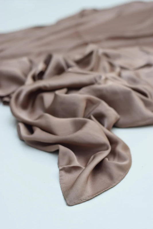 Luxury Modal Satin Hijab – Matte Satin Silk - Taupe