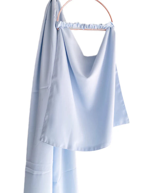 Niqab & XL Hijab Set – Double Chiffon Half Niqab with Extra Long Chiffon Hijab - Sky Blue