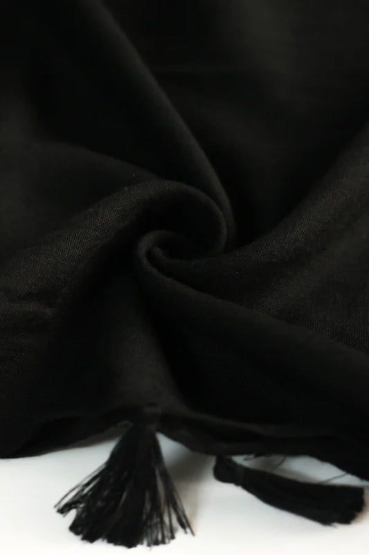Plain Viscose Hijab with Tassels – Black