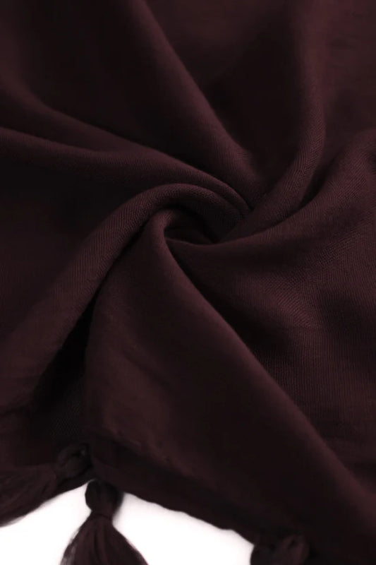 Plain Viscose Hijab with Tassels – Burgundy