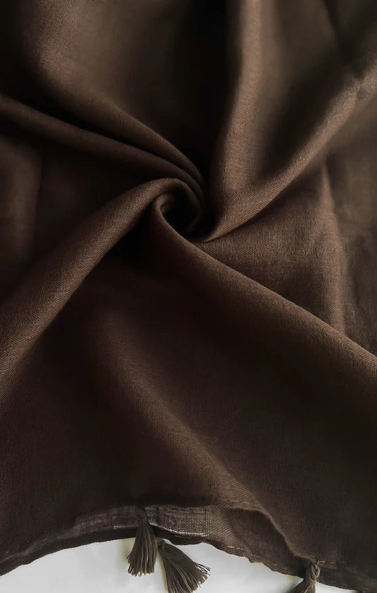 Plain Viscose Hijab with Tassels – Chocolate Brown
