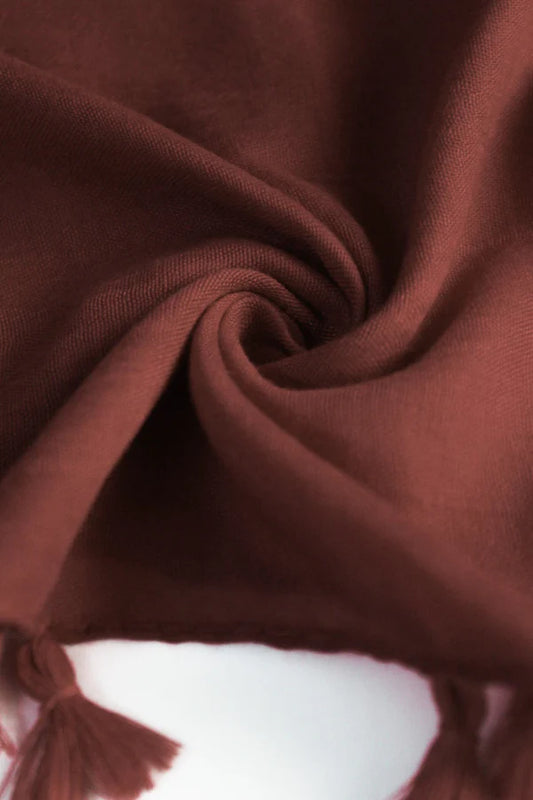 Plain Viscose Hijab with Tassels – Dark Rosewood