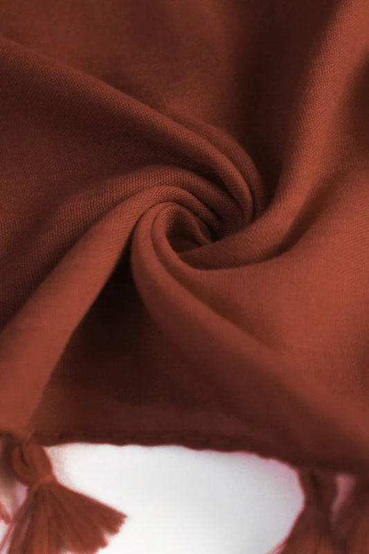 Plain Viscose Hijab with Tassels – Dark Rust
