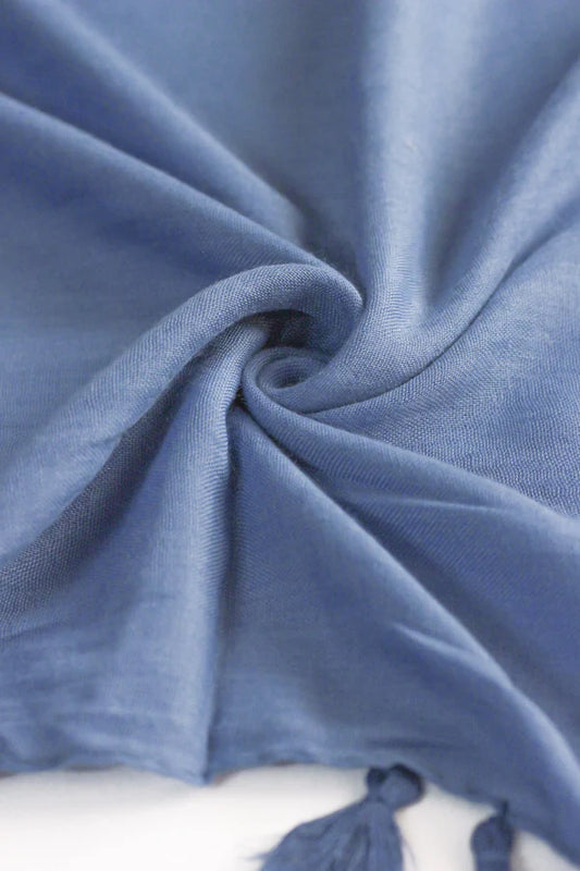 Plain Viscose Hijab with Tassels – Denim