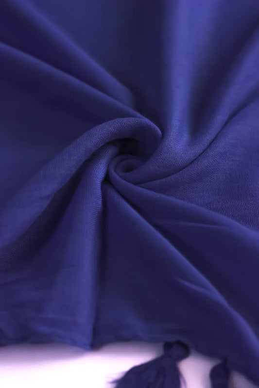 Plain Viscose Hijab with Tassels – Ink Blue