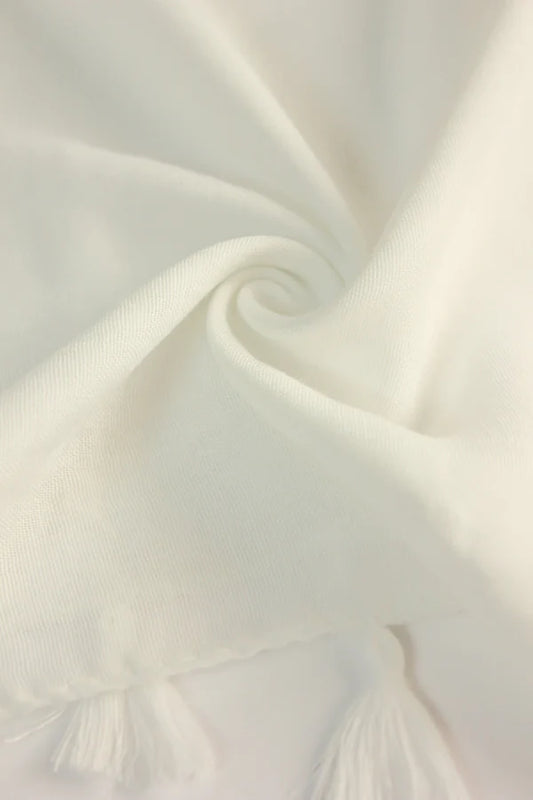 Plain Viscose Hijab with Tassels – Milky White
