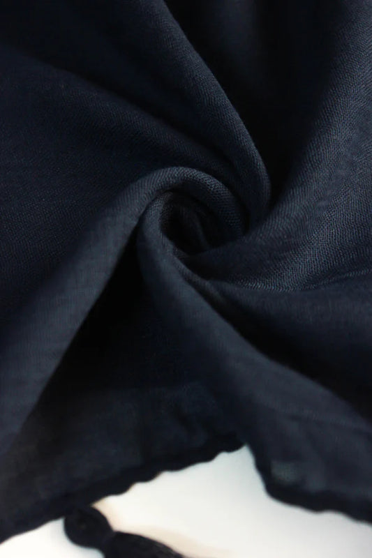 Plain Viscose Hijab with Tassels – Navy Blue