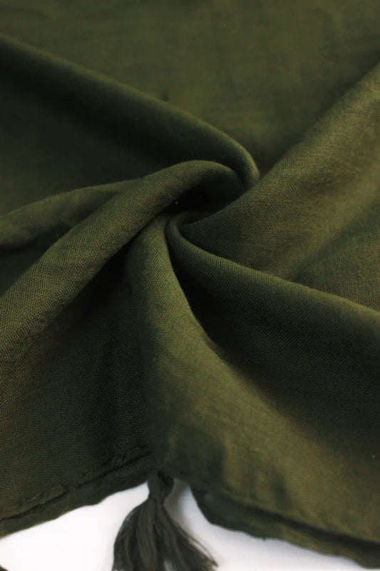 Plain Viscose Hijab with Tassels – Olive