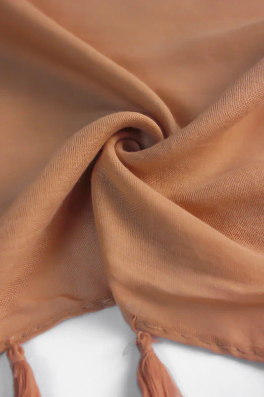 Plain Viscose Hijab with Tassels – Roasted Beige