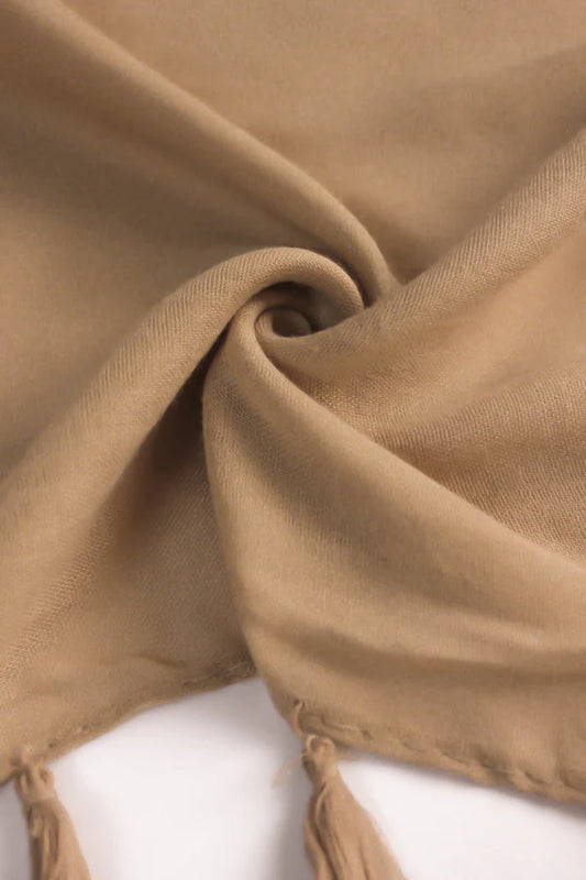 Plain Viscose Hijab with Tassels – Wheat
