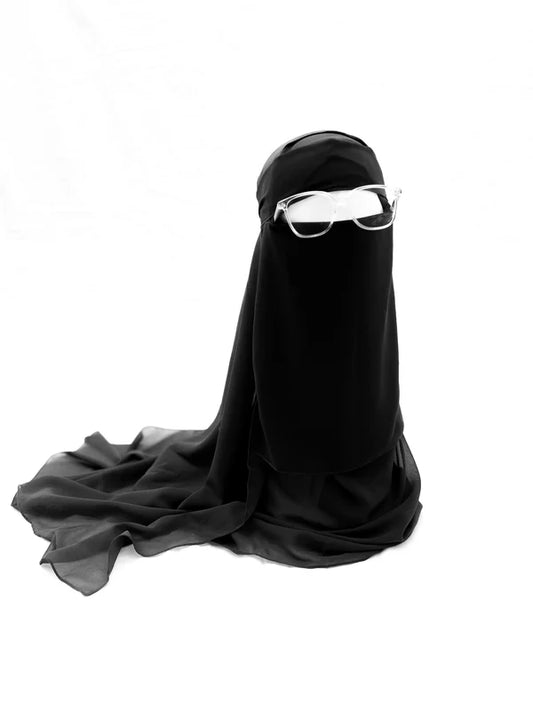 Saudi Forehead Niqab & XL Hijab Set – Black