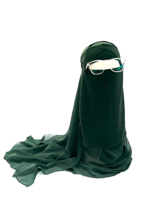 Saudi Forehead Niqab & XL Hijab Set – Emerald