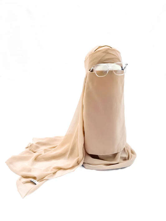 Saudi Forehead Niqab & XL Hijab Set – Khaki Beige