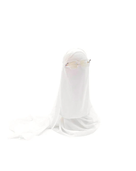 Saudi Forehead Niqab & XL Hijab Set – Milky White