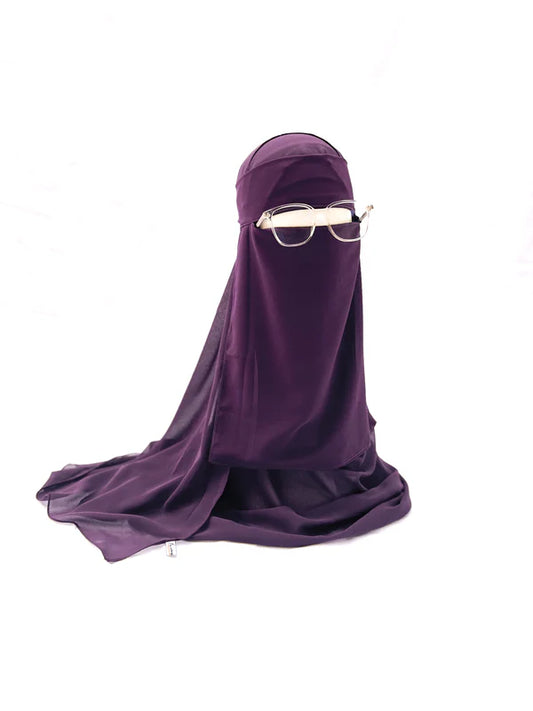 Saudi Forehead Niqab & XL Hijab Set – Purple