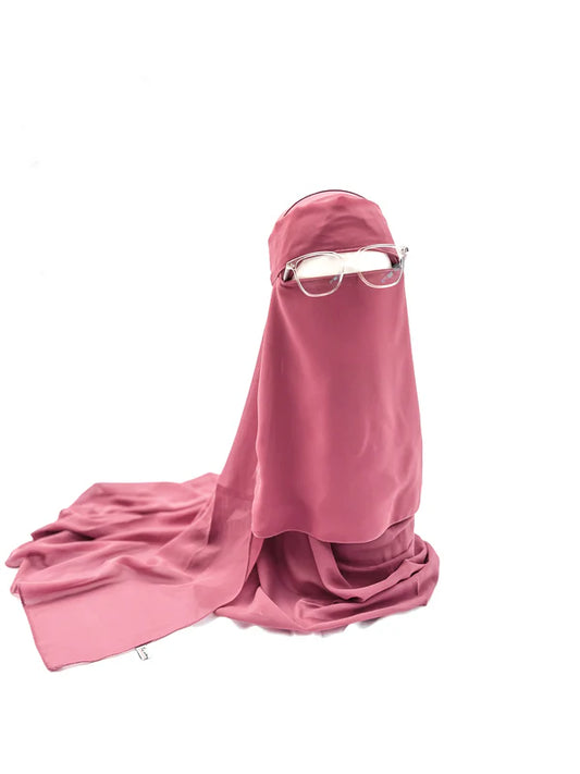 Saudi Forehead Niqab & XL Hijab Set – Raspberry Pink