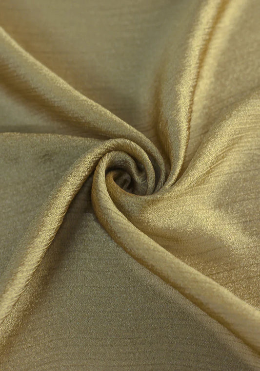 Sheen Hijab – Crinkle Chiffon & Silk Blend - Khaki Gold