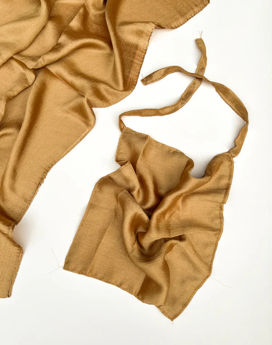 Sheen Hijab & Niqab Set – Crinkle Chiffon Silk Blend - Beige Gold