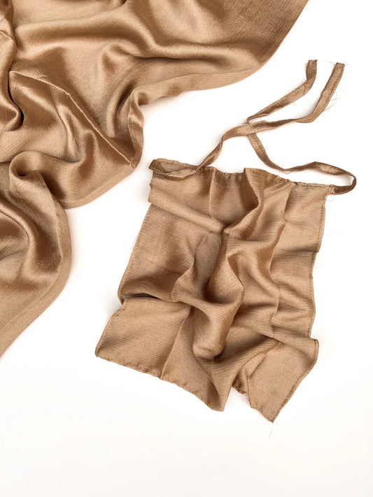 Sheen Hijab & Niqab Set – Crinkle Chiffon Silk Blend - Bronze