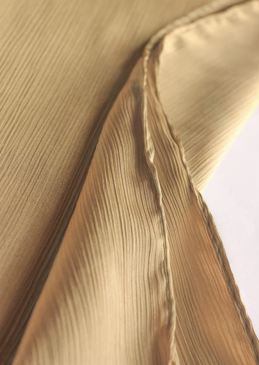 Sheen Luxe Hijab – Crinkle Silk - Muted Gold