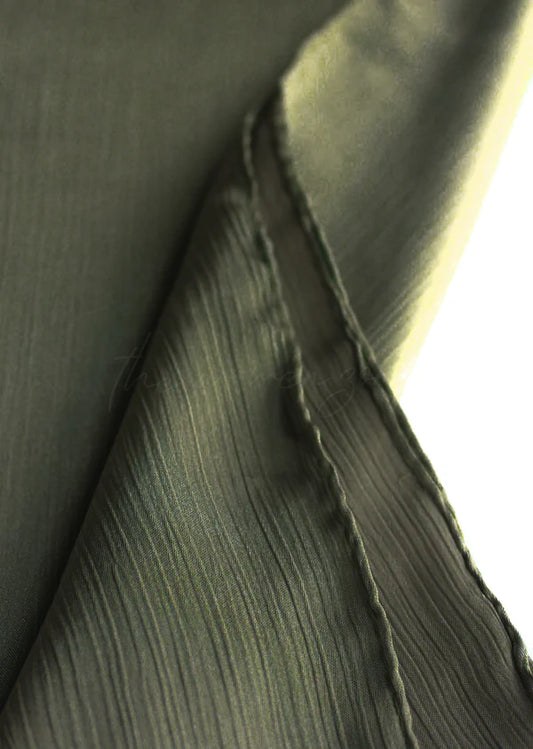 Sheen Luxe Hijab – Crinkle Silk - Olive Green