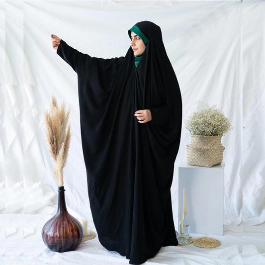 Premium Irani Chadar – Korean Nida, Front Open Full Zip, Elastic & Non-Elastic Options – Black & Jet Black